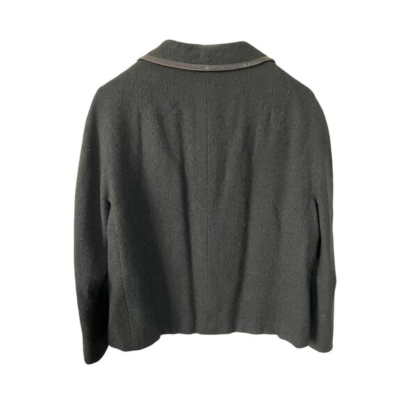 Vintage Frank Gallant Vintage Black Wool Cropped Jacket W/ Satin Trim & Double B - Picture 2 of 10